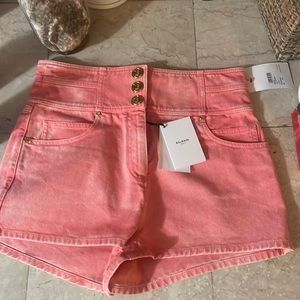 Balmain pink jean shorts